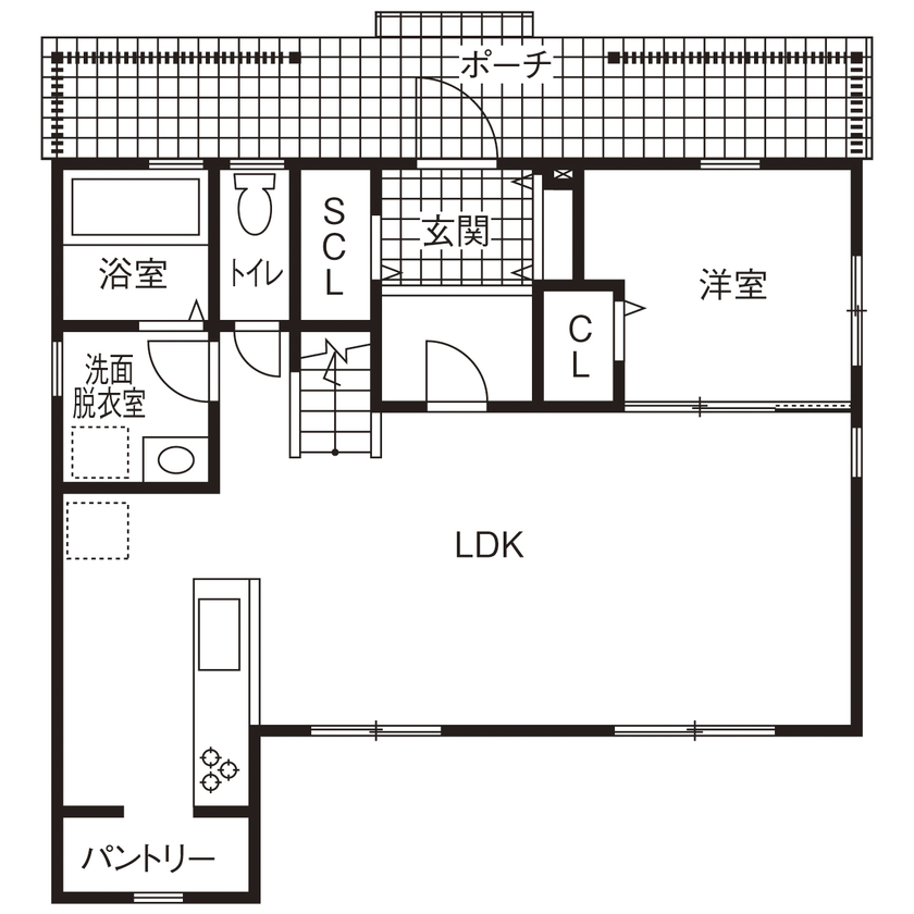 ロビンスジャパン 【1000万円台/33坪/間取り/輸入住宅×シンプルインテリア】20代で建てたアメリカン＆カジュアルハウスの間取り図（4LDK）1階
