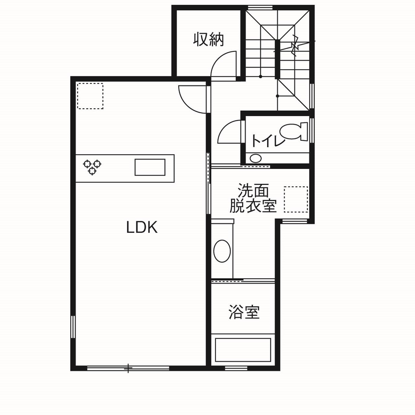 ロビンスジャパン 【2000万円台/39.3坪/屋上バルコニー/間取り図公開】毎日がリゾートライフ！きらめく海を感じて暮らす家の間取り図（1LDK＋メインリビング）2階