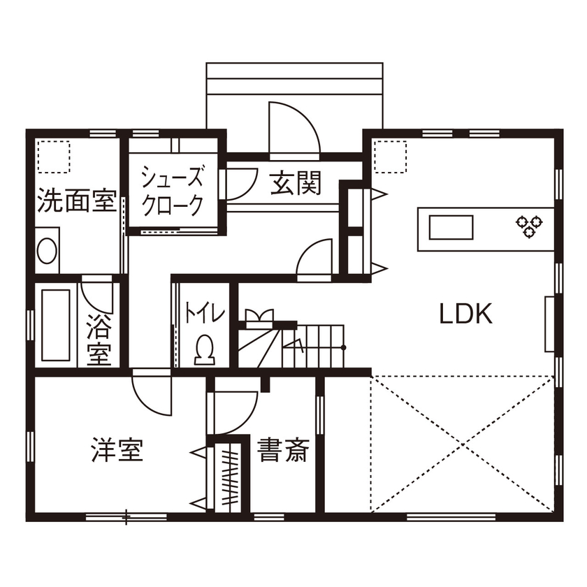ロビンスジャパン 【1000万円台/40.7坪/吹抜け /暖炉/間取り図公開】冬も快適！ラグジュアリー＆シンプルモダンな輸入住宅　の間取り図（4LDK）1階