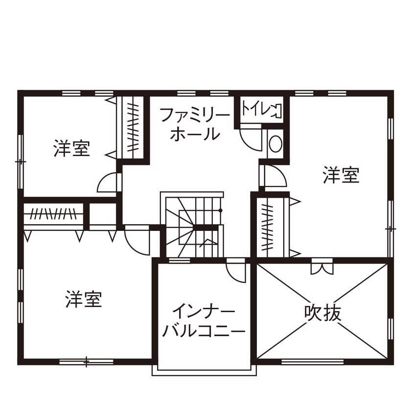 ロビンスジャパン 【1000万円台/40.7坪/吹抜け /暖炉/間取り図公開】冬も快適！ラグジュアリー＆シンプルモダンな輸入住宅　の間取り図（4LDK）2階