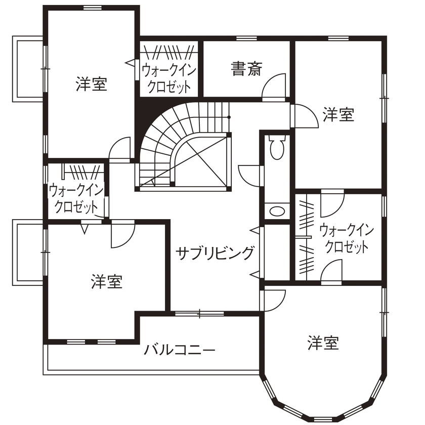 ロビンスジャパン 【2981万円/59.6坪/サーキュラー階段  /間取り図公開】人生を華やかに彩るクイーン・アン様式の邸宅の間取り図（5K以上）2階