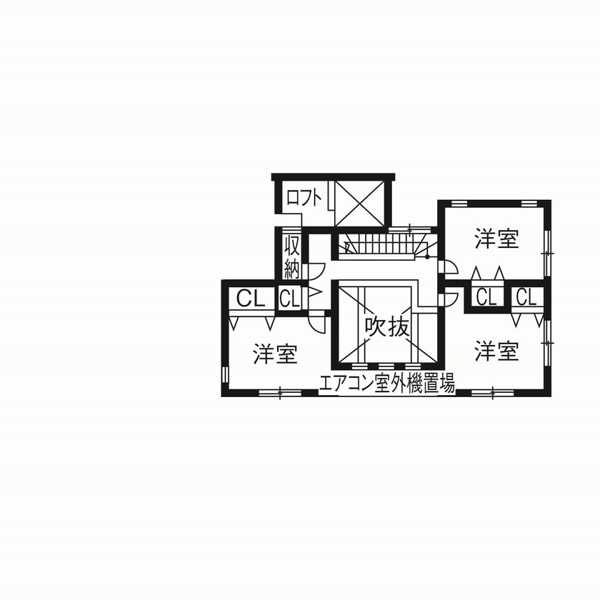 ロビンスジャパン 【3000万円台/89.5坪/完全分離・二世帯住宅/西海岸】カバードポーチの外ごはんが楽しいアメリカンハウスの間取り図（5K以上）2階