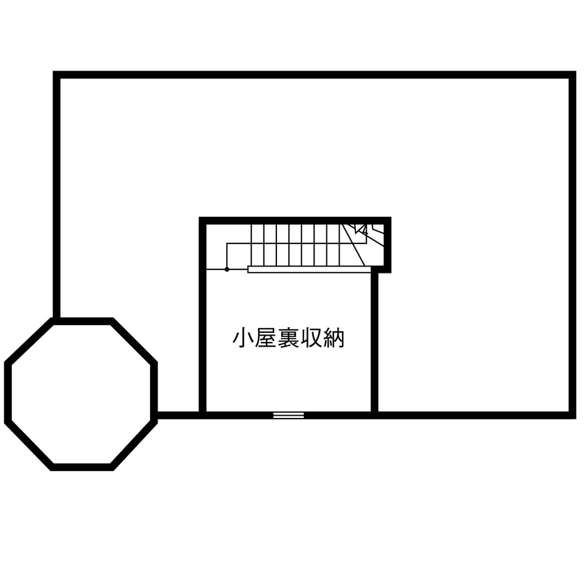 ロビンスジャパン 【2000万円台/36坪/店舗併用/間取り図公開】パノラマウインドウが目を惹くネイルサロン併設の輸入住宅の間取り図（3LDK＋サロン（店舗））小屋裏