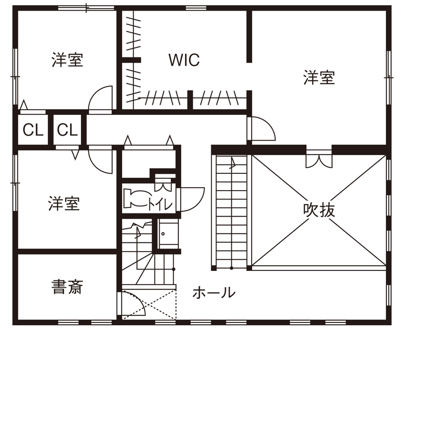 ロビンスジャパン 【2000万円台/45.3坪/カバードポーチ/間取り図公開】ヤシの葉が揺れるアメリカンハウスでゆったりと暮らすの間取り図（4LDK）2階