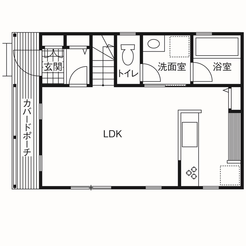 ロビンスジャパン 【1000万円台/23.7坪/アメリカ住宅/間取り図公開】ガレージライフを満喫するアメリカンハウスの間取り図（3LDK）1階
