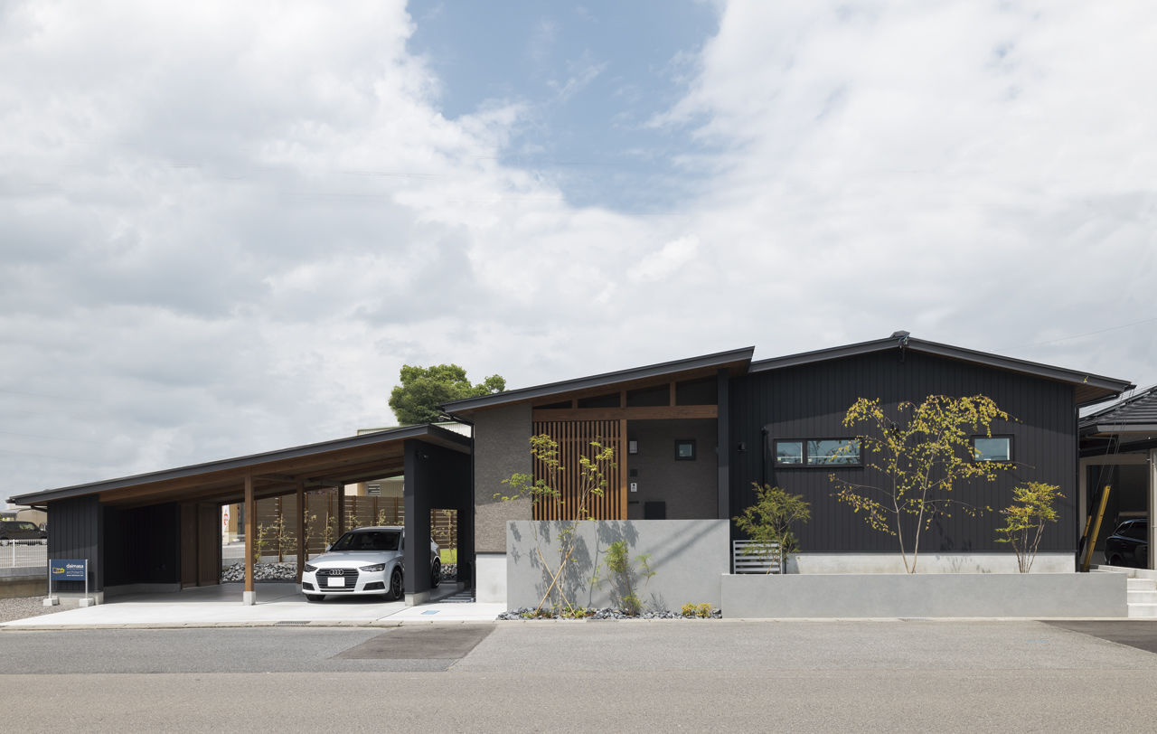 大政建築 【平屋/約50坪/4LDK/3000万円台/間取り図】ガレージと一体感のある美しい平屋。「和」の風格を感じる平屋の建築実例画像1