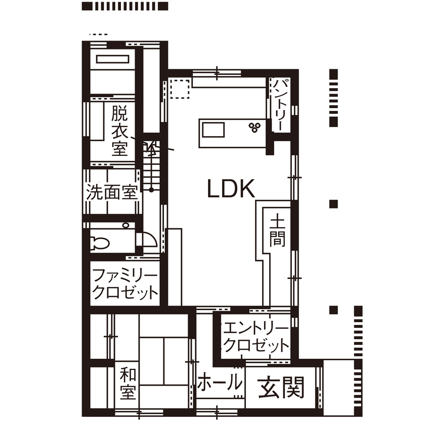 大政建築 【愛知県/3000万円台/薪ストーブ/間取図有】旅館のような非日常感を楽しむ、木や土の素材感が活きた住まいの間取り図（3LDK）1階