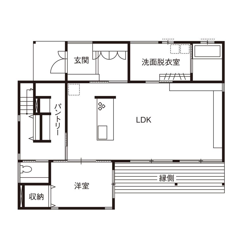大政建築 【愛知県/3000万円台/和モダン/間取図有】深い軒と格子が和の趣を演出。高気密・高断熱も叶えた心地よい家の間取り図（3LDK）1階