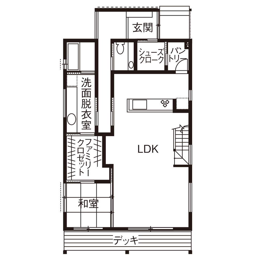 大政建築 【岐阜県/2000万円台/自然素材/間取図有】木や漆喰の質感が活きた住空間。快適な家事動線も実現の間取り図（3LDK＋書斎）1階