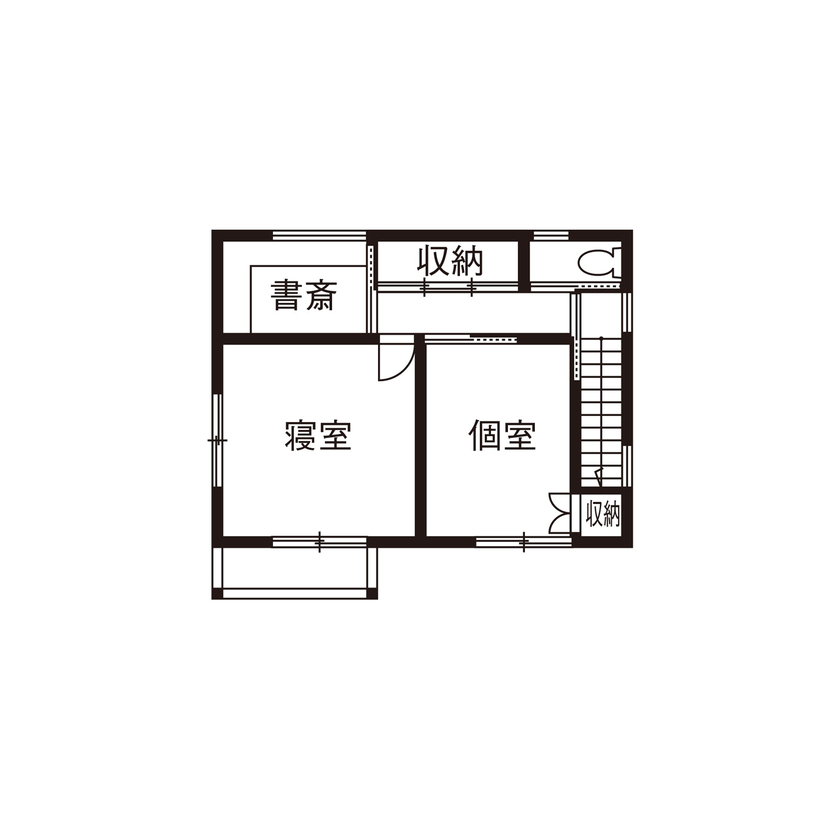 大政建築 【岐阜県/2000万円台/自然素材/間取図有】木や漆喰の質感が活きた住空間。快適な家事動線も実現の間取り図（3LDK＋書斎）2階