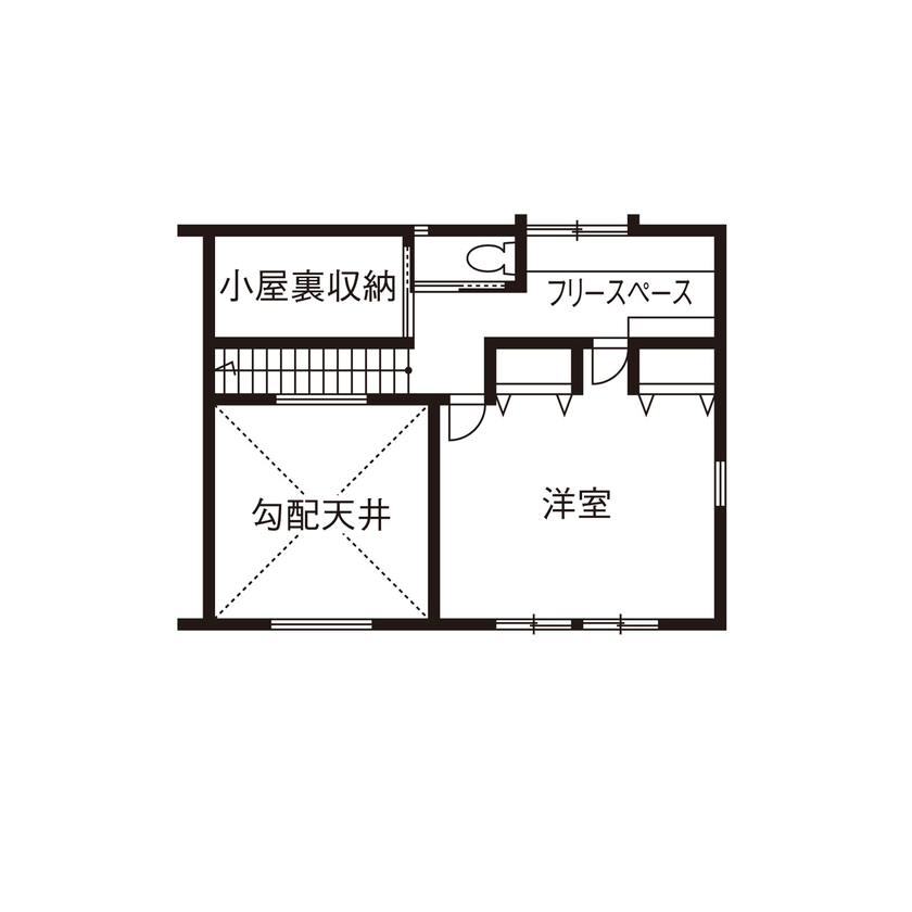 大政建築 【岐阜県/2000万円台/ナチュラル/防音室/間取図有】光と風、木の心地よい質感…自然と音楽を楽しむ家の間取り図（3LDK）2階