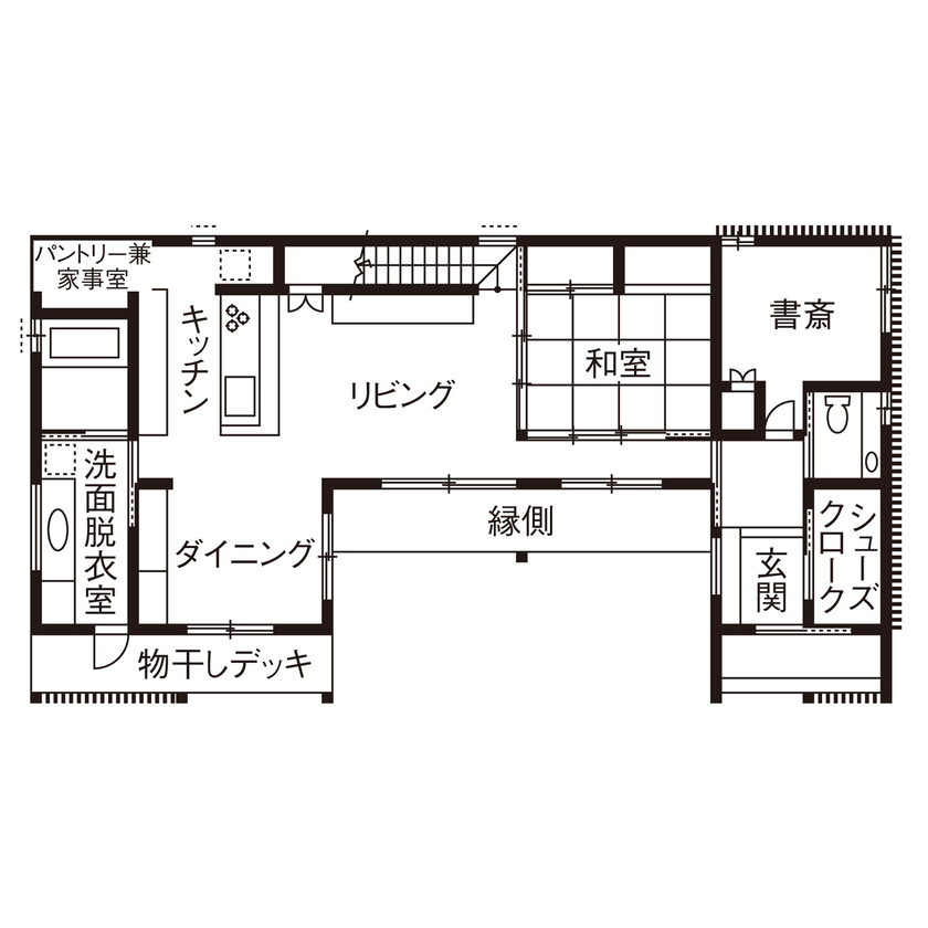 大政建築 【岐阜県/2000万円台/和モダン/間取図有】軒の深い縁側や格子で和を表現。「京都」をイメージした趣ある家の間取り図（4LDK）1階