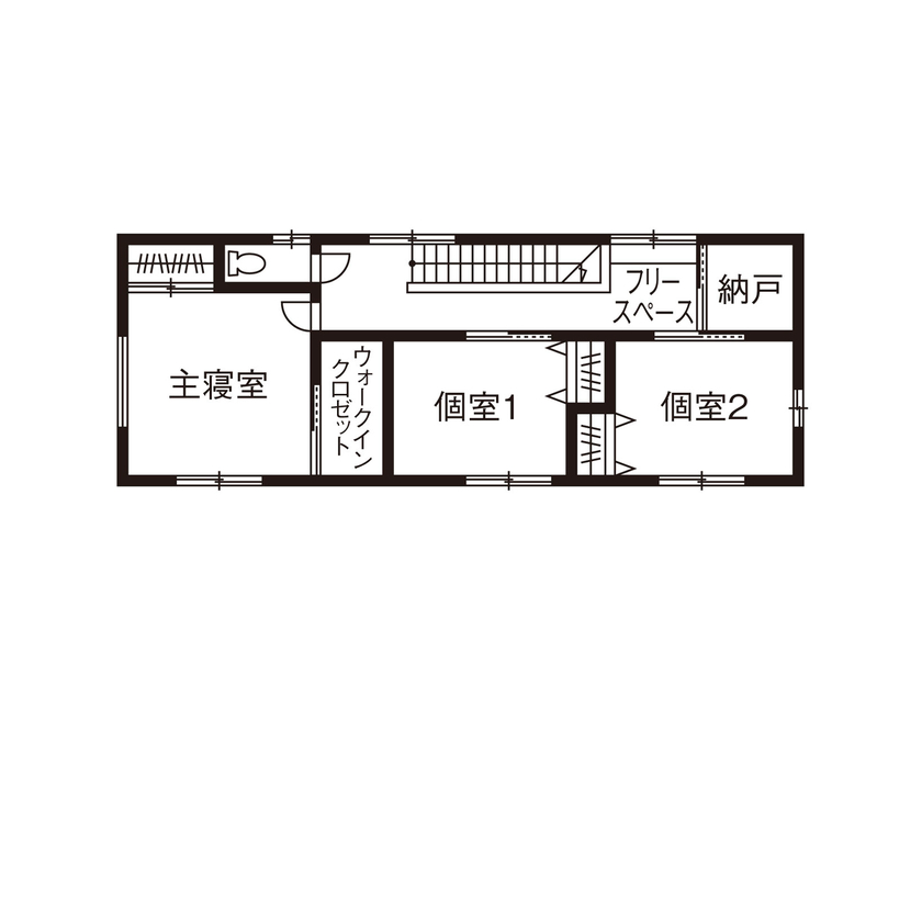 大政建築 【岐阜県/2000万円台/和モダン/間取図有】軒の深い縁側や格子で和を表現。「京都」をイメージした趣ある家の間取り図（4LDK）2階
