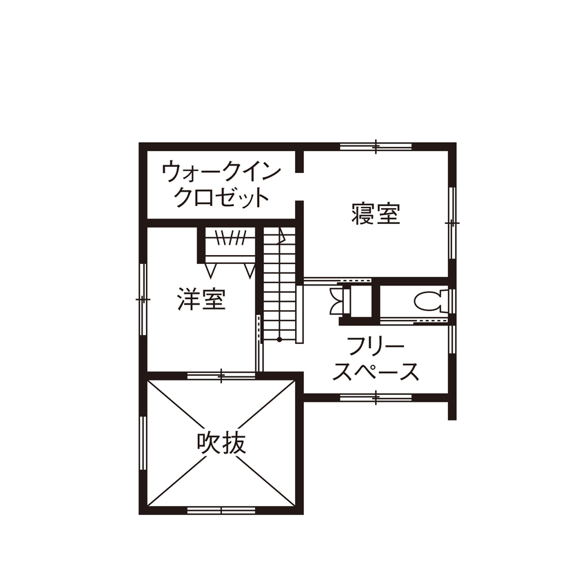 大政建築 【岐阜県/ナチュラルモダン/自然素材/間取図有】面積以上に広がりを感じる、開放感と素材感を楽しむ住まいの間取り図（3LDK）2階