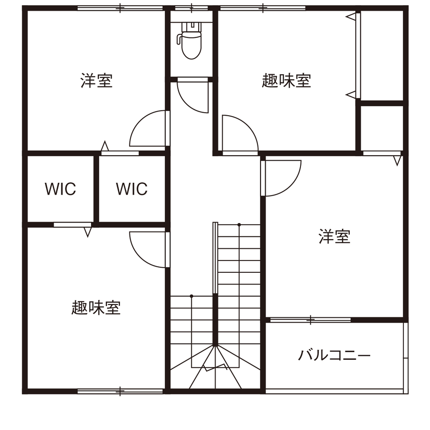 イオンホーム 東大阪市｜2000万円｜間取り図あり｜おうちでBBQ、花火大会の鑑賞…、楽しみが尽きない屋上のある家の間取り図（５LDK）2階