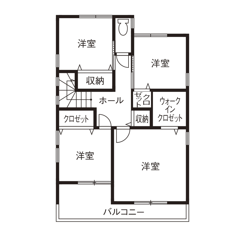 USホーム 【大阪府/1000万円台/30坪台】2000万円以内で叶えたサーフテイストのスタイリッシュハウス【間取り図有】の間取り図（5K以上）2階
