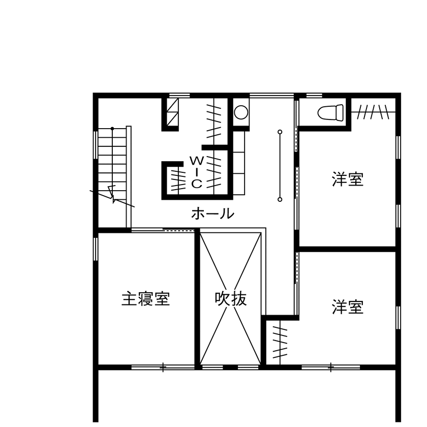 フィアスホーム 【3369万円／吹抜／家事動線／間取図】スタイリッシュなデザインと性能を両立させ、心地よい暮らしを楽しむの間取り図（3LDK）2階