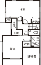 ＩＳＨＩＤＡの家　石田工務店 【2階建て/1000万円台/間取り図/ロフト】子育て世代にやさしい、オール檜素材でも安心価格の住まいの間取り図（3LDK）1階
