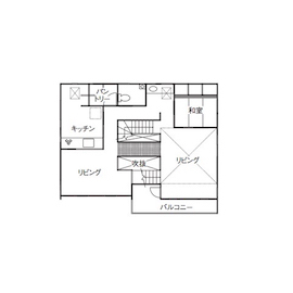 ＩＳＨＩＤＡの家　石田工務店 【2000万円台/40坪/間取り/無垢材/2階建】吹き抜けから光がたっぷり。愛猫と暮らす温もりのある木の家の間取り図（3LDK）2階