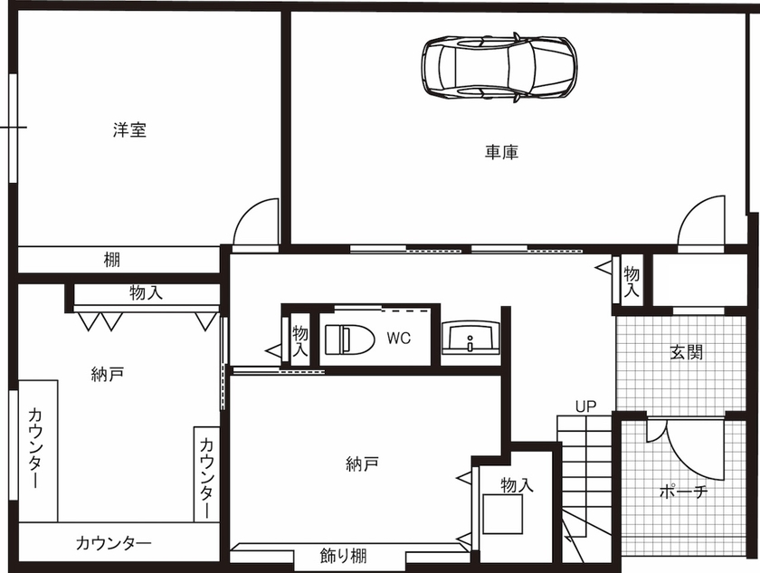 ＩＳＨＩＤＡの家　石田工務店 【45.2坪｜間取図】私の「こうしたい」にきめ細かく対応してくれたおかげで満足のいく家が完成の間取り図（2LDK+2S）1階