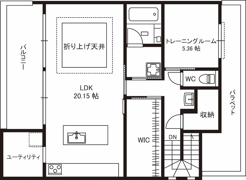 ＩＳＨＩＤＡの家　石田工務店 【45.2坪｜間取図】私の「こうしたい」にきめ細かく対応してくれたおかげで満足のいく家が完成の間取り図（2LDK+2S）2階