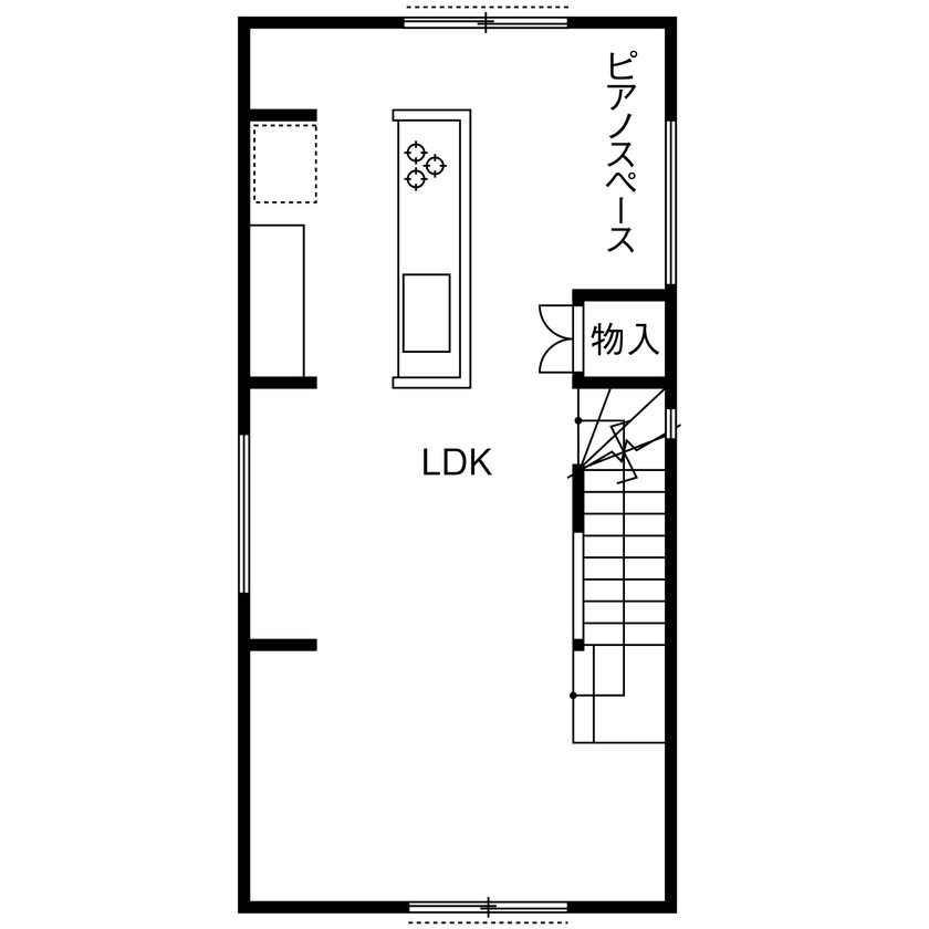 神奈川住空間 【2000万円台/狭小地/ビルトインガレージ】コンパクトな間取りにのびのび暮らす敷地18.2坪に建てた3階建ての間取り図（1LDK＋S）2階