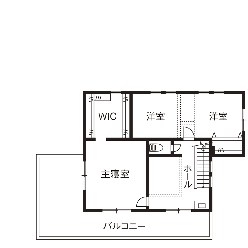 【湘南品質の家】ハートフルホーム 【3000万円台/50坪/全館空調/間取り図】アウトドアや趣味の愛車を楽しむ憧れのアメリカンガレージハウスの間取り図（3LDK＋ガレージ）2階