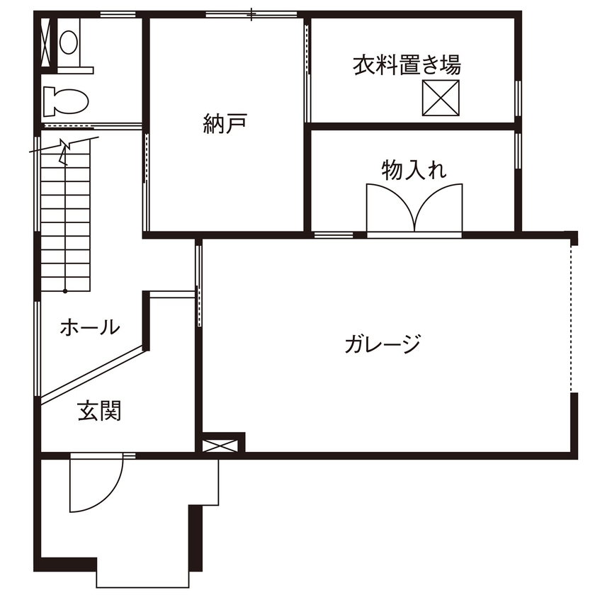 SH-Space（エスエイチスペース） 【5000万円台/46.3坪/ガレージハウス/間取り図】好きなことを全部詰め込んだ、拘り溢れる3階建ての家の間取り図（2LDK）1階