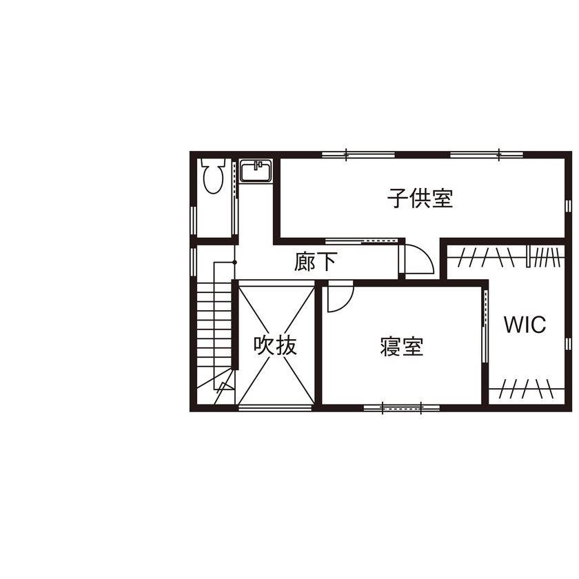 SH-Space（エスエイチスペース） 【2000万円台/30坪】暮らしも仕事も思う存分満喫！エレガントなイギリス風のサロン併設住宅の間取り図（3LDK）2階