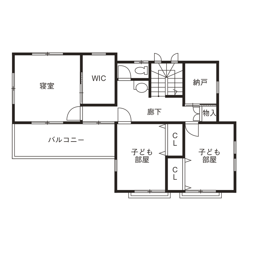 荒井工務店 【2000万円台/間取り図有】子育てをしながら家事を楽にしやすい家の間取り図（4LDK）2階