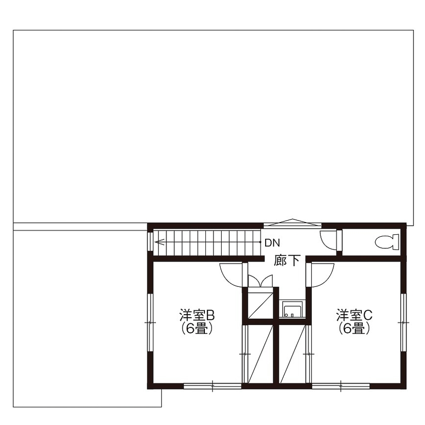 荒井工務店 【2000万円台・間取図有】シンプル且つモダンな空間。家族がつながる家事動線にこだわった住まいの間取り図（4LDK）2階