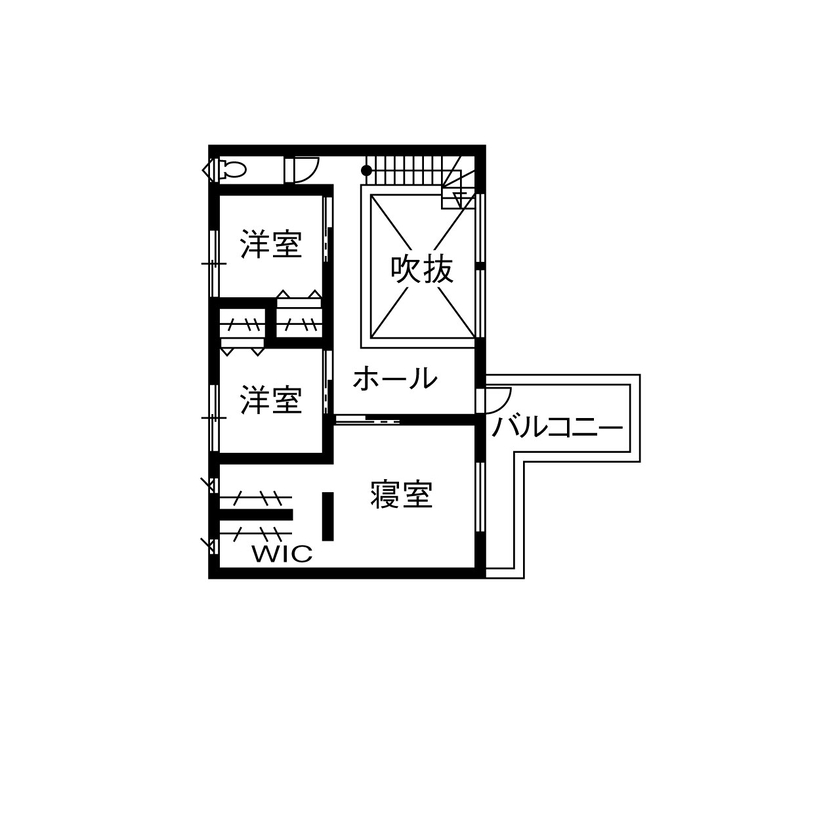 can wood 【2000万円台／ガレージ／中庭】夢を叶えたアメリカンテイストのガレージハウスの間取り図（4LDK＋ガレージ）2階