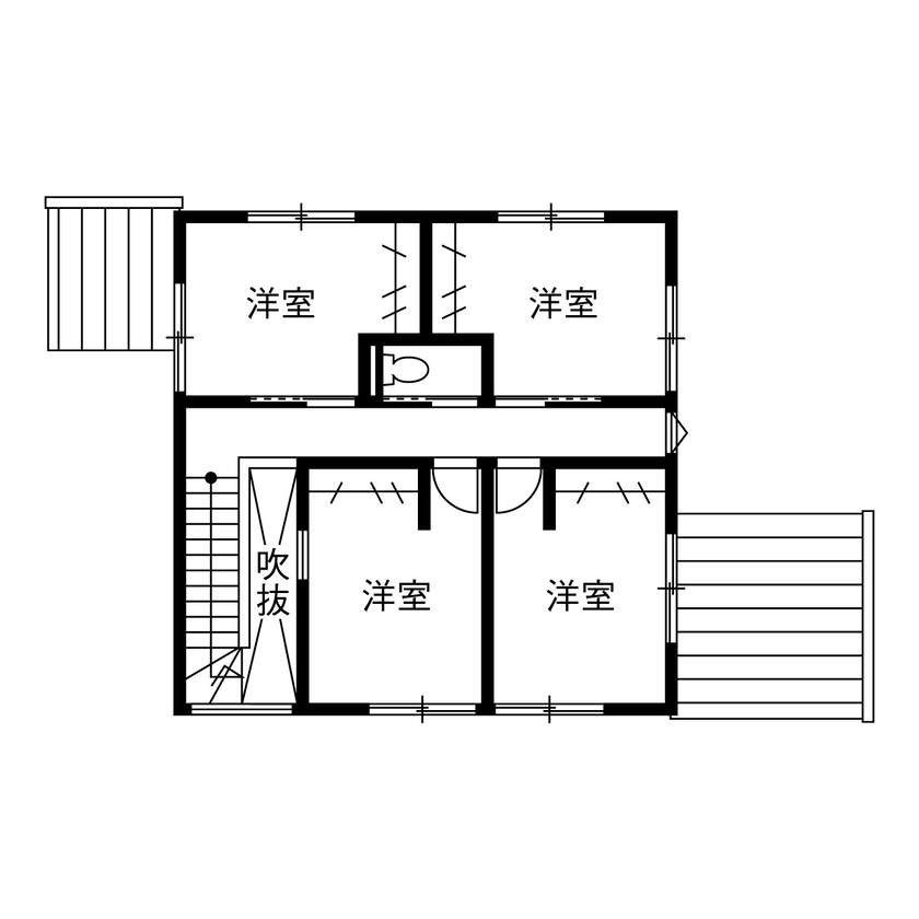 can wood 【1000万円台／自然素材／家事らく動線】漆喰の塗壁と無垢材に包まれた自然素材の家の間取り図（4LDK）2階
