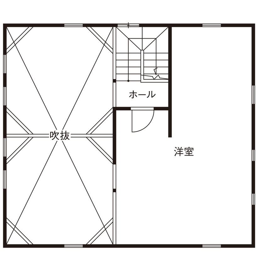 暮らしのスタジオ 【1000万円台/20坪台/高断熱】真壁づくりの美しさ、木のぬくもりが際立つ、希望した薪ストーブに癒される家の間取り図（2LDK）2階