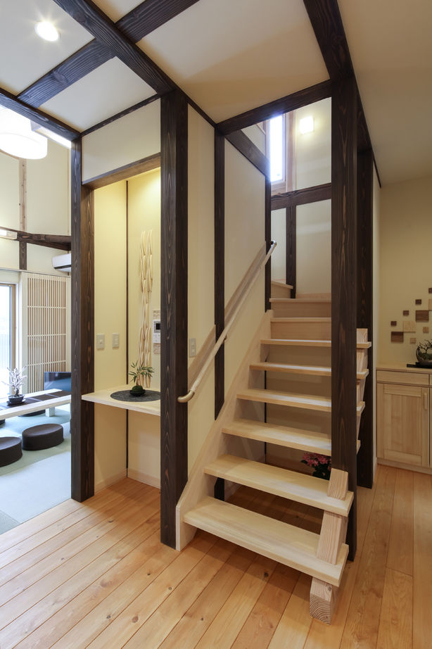 暮らしのスタジオ 【1000万円台/20坪台/高断熱】真壁づくりの美しさ、木のぬくもりが際立つ、希望した薪ストーブに癒される家の建築実例画像8