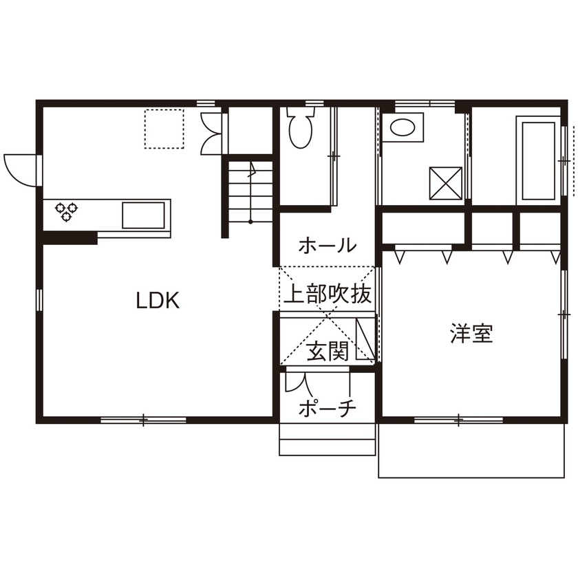 暮らしのスタジオ 【2000万円台/33.5坪/間取り図】真冬でも暖かく過ごせる住宅性能に満足。木の香りとぬくもりに癒される家の間取り図（4LDK）1階