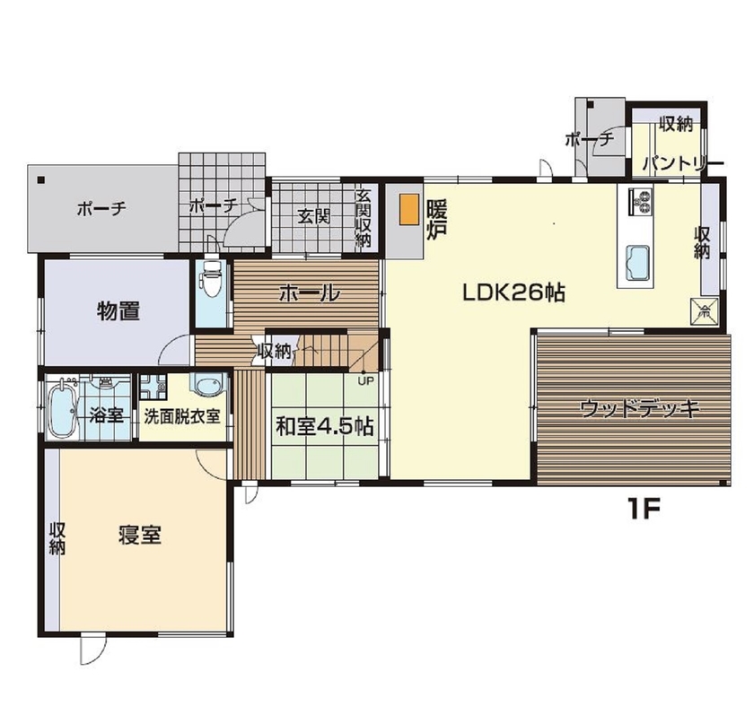 高橋材木店 タカハシホーム 【白石市/3000万円】木質感と遊び心が一つ屋根の下に。檜の香りにつつまれる夢の木の家の間取り図（3LDK）1階