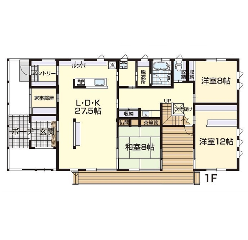 高橋材木店 タカハシホーム 旅館みたいな3世帯住宅の間取り図（5LDK）1階