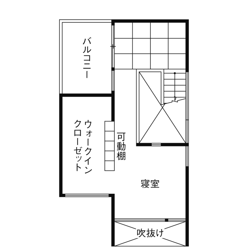 トーヨー冨士工 【17.7坪/狭小地/3階建て/間取り図あり】17坪の敷地で叶える吹き抜けが心地よさを誘う家。の間取り図（1SLDK＋WIC）3階