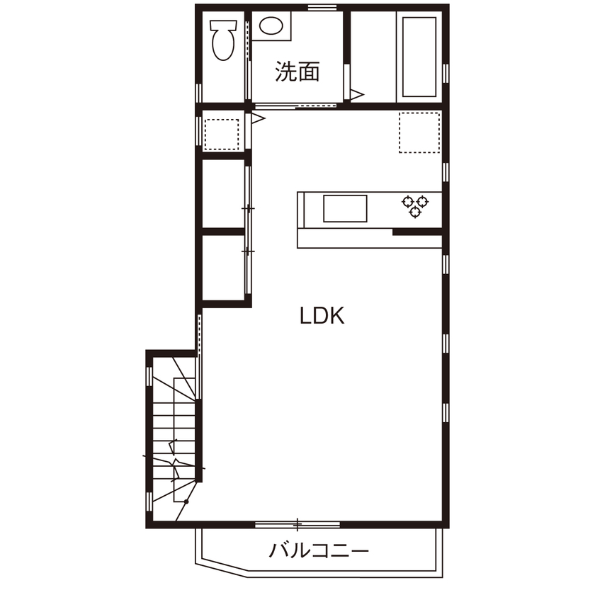 トーヨー冨士工 【2000万円台/3階建て/二世帯/間取り図有】 28坪の敷地で叶える完全分離型二世帯住宅の間取り図（3LDK）2階