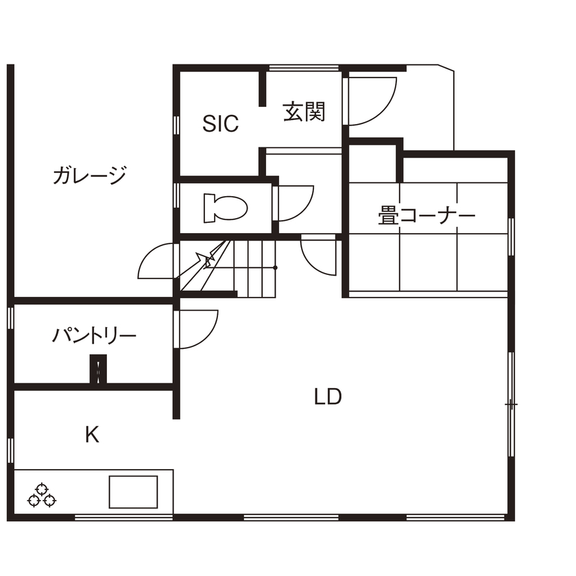 トーヨー冨士工 【2階建/ルーフバルコニー/ビルドインガレージ/間取り図あり】ゆとりある空間を活かした帰ってきたくなる家の間取り図（3LDK）1階