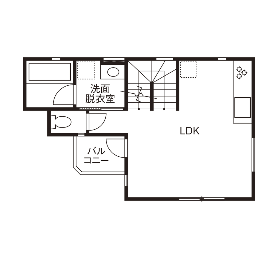 トーヨー冨士工 【狭小地/3階建て/2000万円台/間取り図あり】自然を感じられる3階建ての間取り図（4LDK）2階