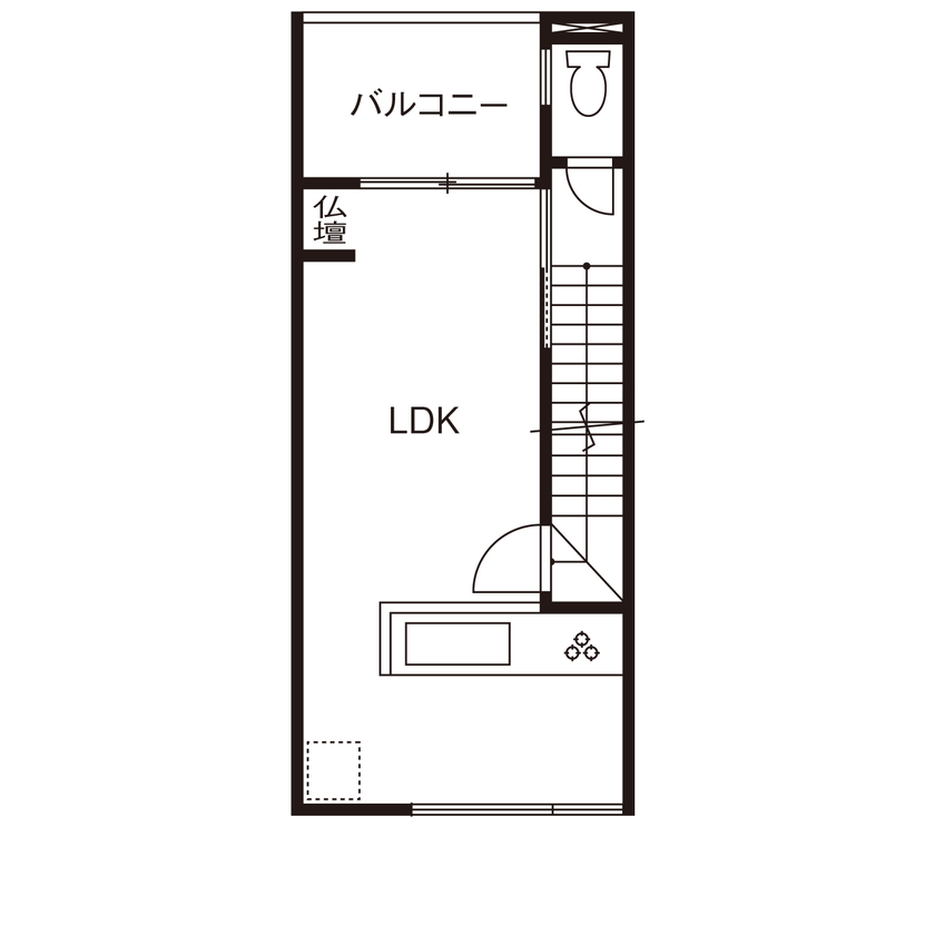 １００年住宅のゼロホーム 京都市｜敷地面積15坪・2間間口で趣味も暮らしも満喫できる空間を生み出した狭小３階建ての家｜間取り有の間取り図（3LDK）2階