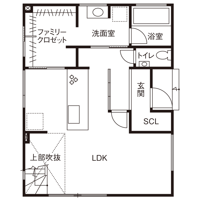 １００年住宅のゼロホーム 尼崎市｜隅々まで好きなものにこだわり1000万円台で完成した北欧モダンのおしゃれな家｜間取り有の間取り図（3LDK）1階