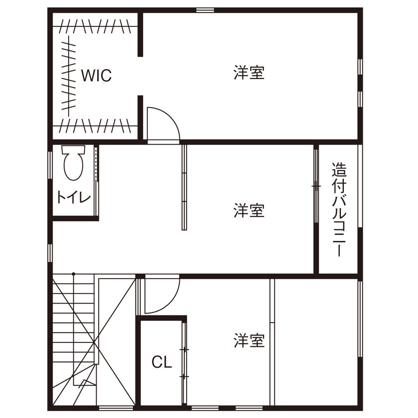 １００年住宅のゼロホーム 尼崎市｜隅々まで好きなものにこだわり1000万円台で完成した北欧モダンのおしゃれな家｜間取り有の間取り図（3LDK）2階