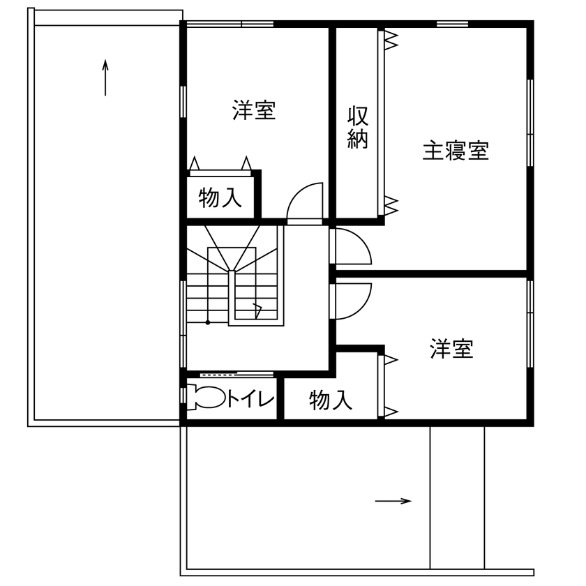１００年住宅のゼロホーム 2000万円台・草津市｜2度目の家づくりで叶えた、邸宅感のある重厚なデザインの家｜間取り有の間取り図（4LDK）2階