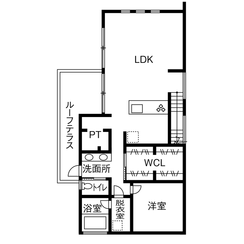 １００年住宅のゼロホーム 3000万円台・伊丹市｜レッドシダーの板天井と勾配天井の開放感で本物のくつろぎを追求した家｜間取り有の間取り図（5K以上）2階