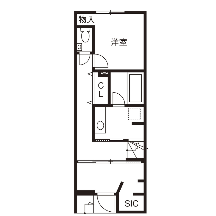 １００年住宅のゼロホーム 3000万円台・大阪市｜広がりと開放感、趣味の時間を楽しむ余白も叶えた敷地14坪狭小3階建ての家｜間取り有の間取り図（3LDK＋タタミコーナー）1階