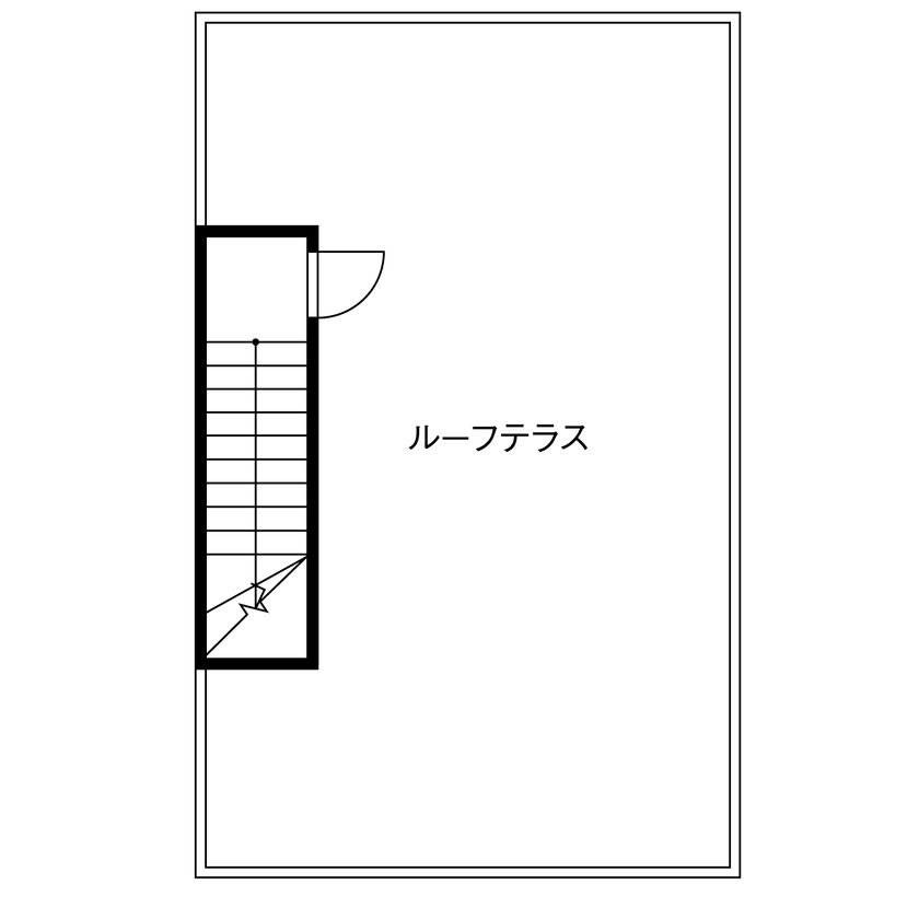 １００年住宅のゼロホーム 2000万円台・門真市｜開放感いっぱいのルーフテラスがある敷地15坪の狭小住宅｜間取り有の間取り図（3LDK）屋上