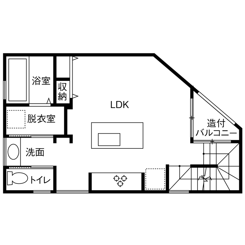 １００年住宅のゼロホーム 2000万円台・大阪市｜土地面積18坪のインナーガレージ付の家。狭小に強い技術で耐震等級3も実現｜間取り有の間取り図（3LDK）2階